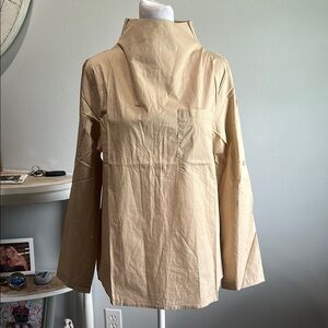 [Mazik] Tan Utility High Collar and Structured Blouse - Size Medium NWOT